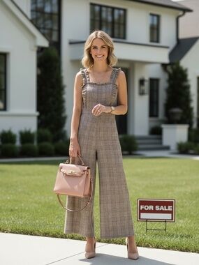 Anthropologie Dra plaid jumpsuit size M